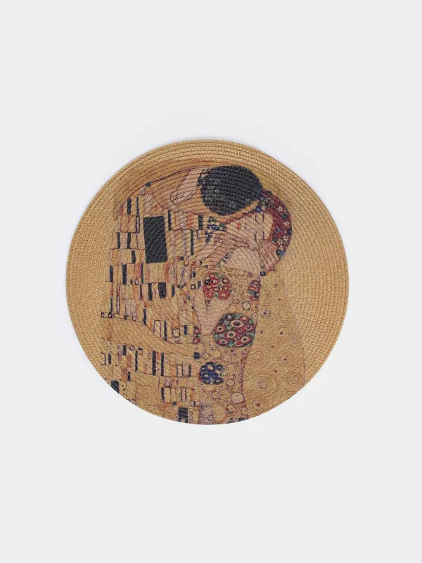 Napkin for appliances, 38 cm, polypropylene/PET, Round, Golden, Kiss, Klimt, Circle print, image-0
