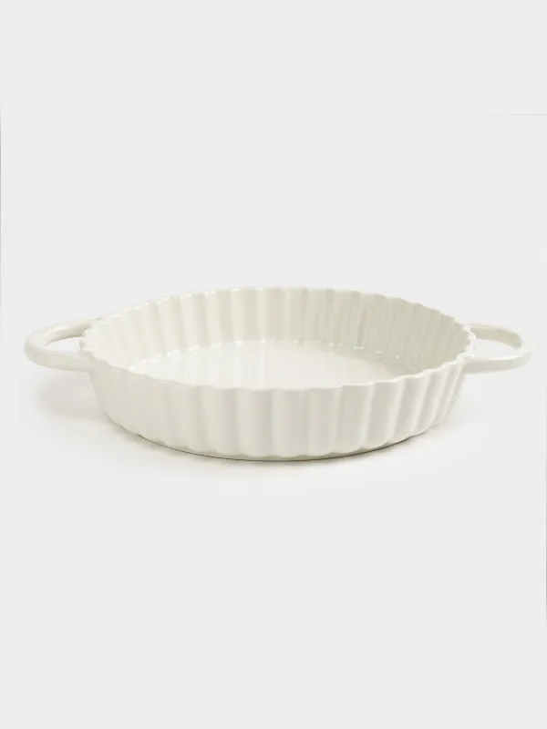 Baking dish, 28 cm, ceramic, round, milk, Cakes ivory, image-1