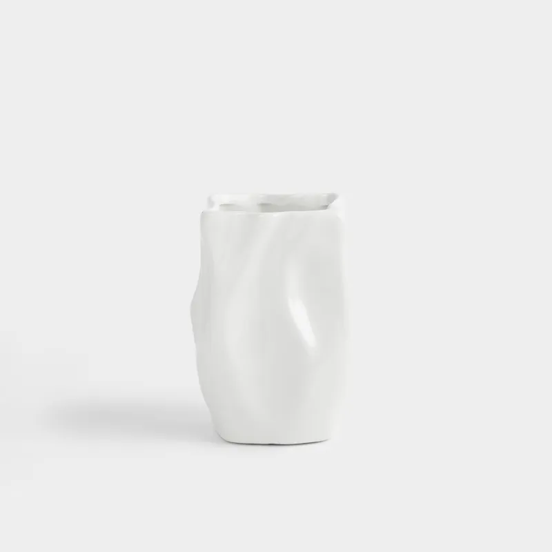 Kitchen accessories stand, 15 cm, ceramic, milky, Wavy edge, Crumple