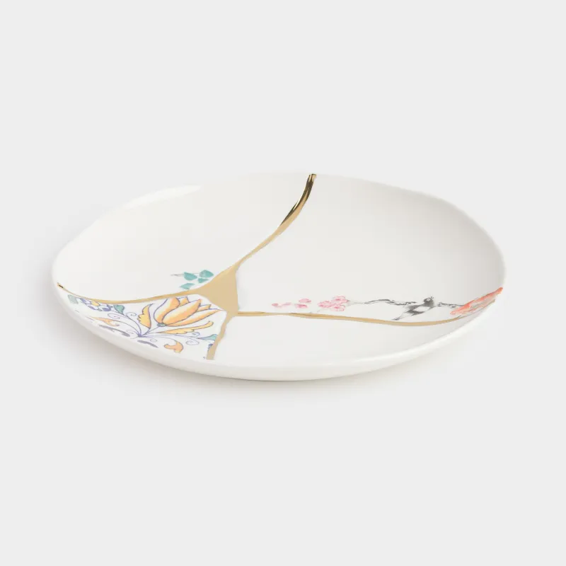 Snack plate, 21 cm, porcelain N, white and gold, Kintsugi, Kintsugi, image-2