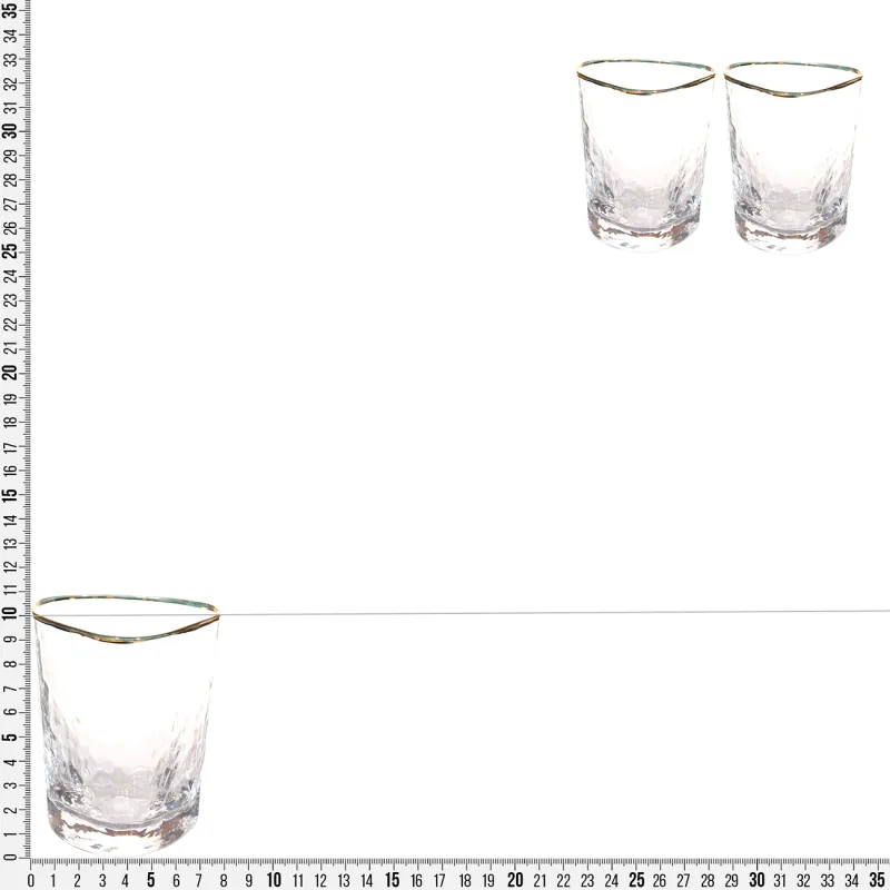 Drinking glass, 10 cm, 380 ml, 2 pcs, glass, golden edging, Triangle Gold, image-3