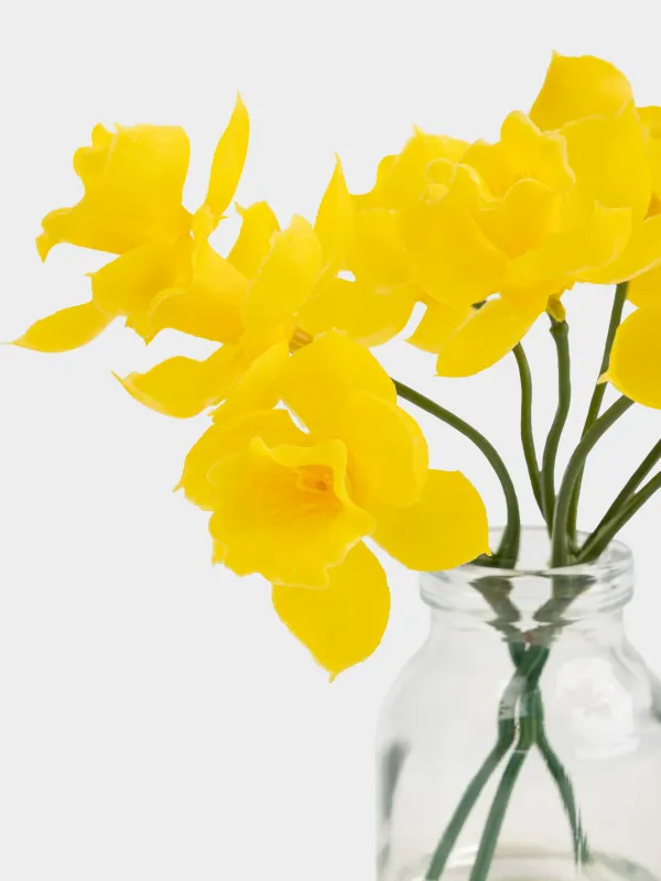 Artificial bouquet, 15 cm, in a vase, TPE / glass, Daffodils, Flower garden, image-2