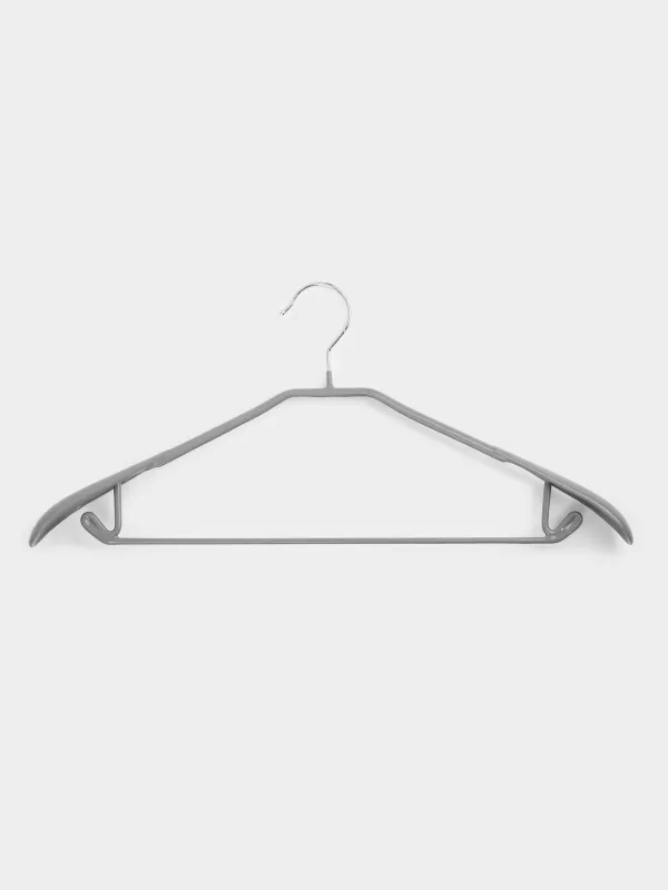 Hanger, 44 cm, with shoulder pad, with loops for trousers/skirts, metal coated, gray, Colorful house, image-0