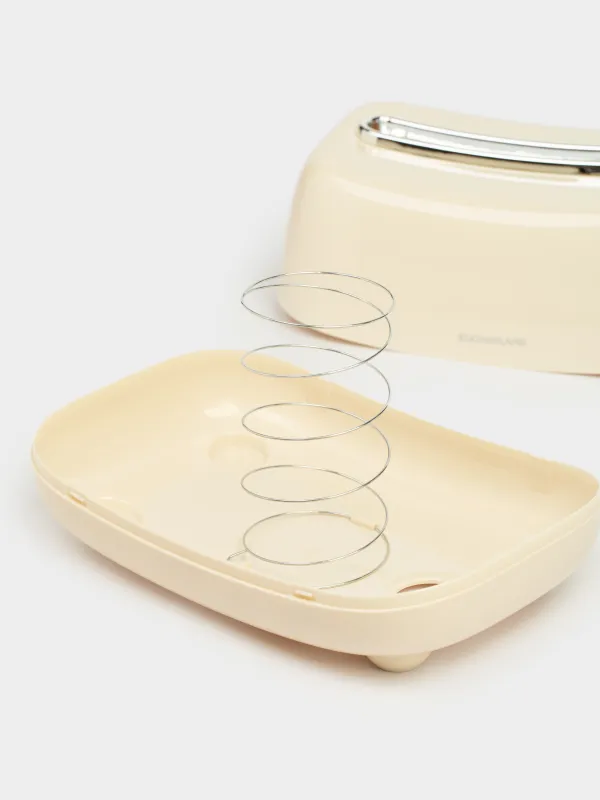 Paper napkin box, 21x14 cm, plastic, beige, Vintage kitchen, image-4