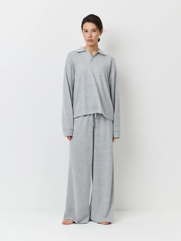 Women's trousers, homewear, size L, polyester/spandex, grey, Bertha, image-0