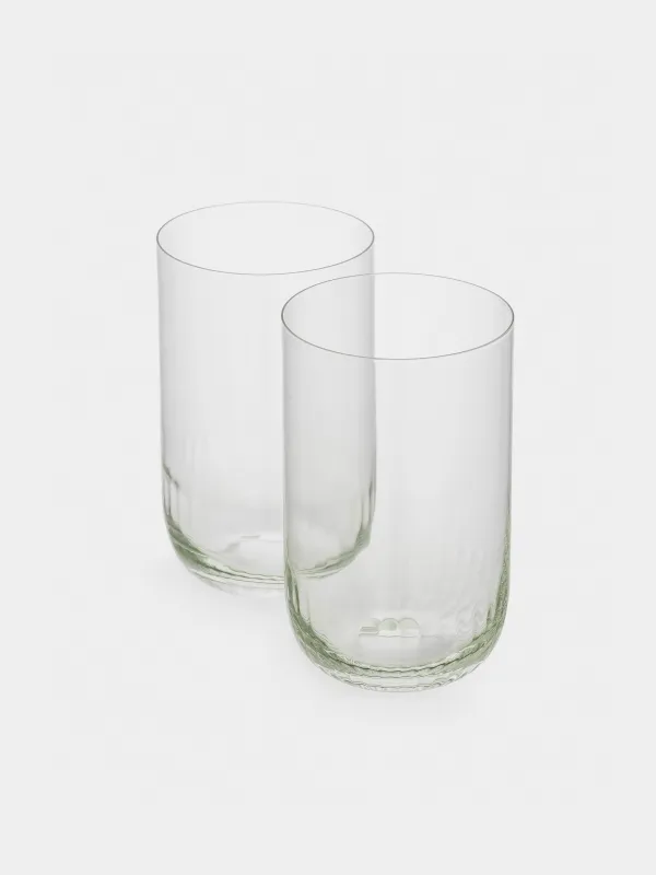 Glass, 12 cm, 460 ml, 2 pcs, crystal glass, green, Rofrano, image-1