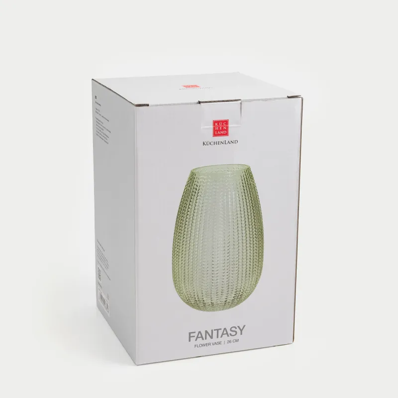 Flower vase, 26 cm, glass, green, Fantasy, image-4