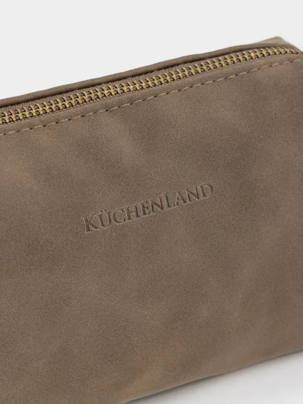 Cosmetic bag, 20x10 cm, polyurethane, rectangular, dark brown, Krast, image-2