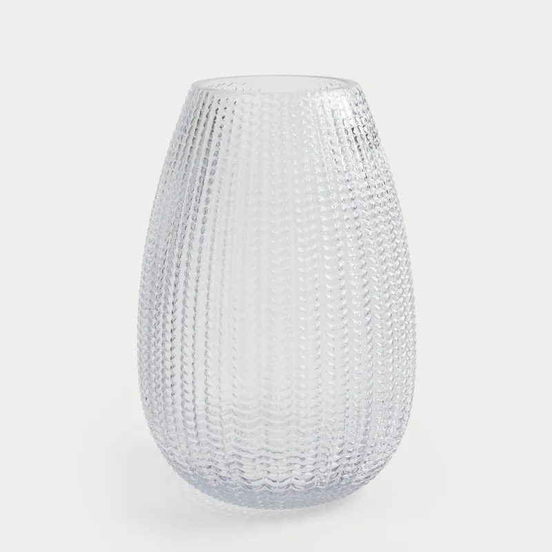 Flower vase, 26 cm, glass, gray-blue, Fantasy