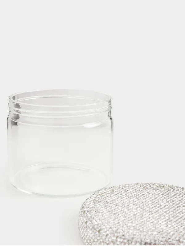 Storage container, 10x9 cm, 450 ml, B glass / rhinestones, Crystal decor, image-3