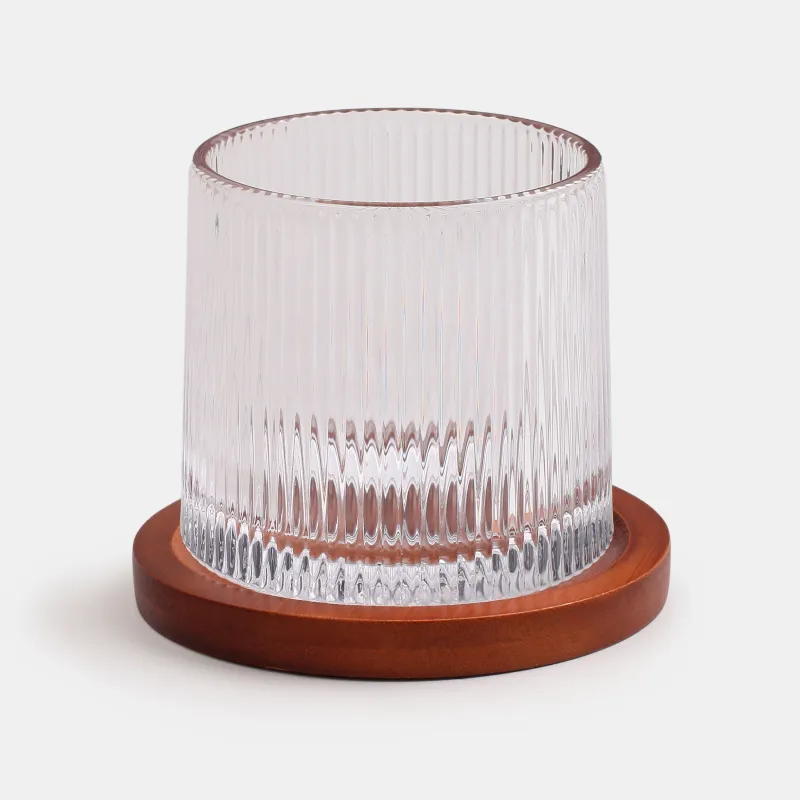 Drinking glass, 9 cm, 260 ml, on a stand, glass R / wood, Ribby, image-0
