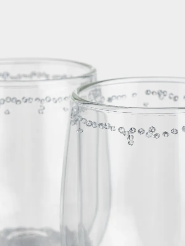 Glass, 11 cm, 300 ml, 2 pcs, B glass, with crystals inside, Air decor, image-4