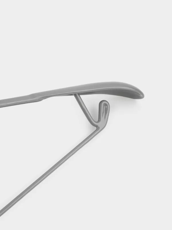 Hanger, 44 cm, with shoulder pad, with loops for trousers/skirts, metal coated, gray, Colorful house, image-2