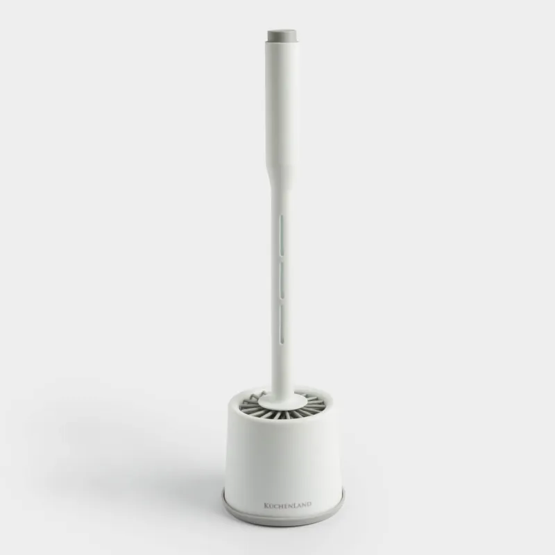 Toilet brush, 41 cm, with stand and detergent dispenser, rubber/plastic, grey-white, Click