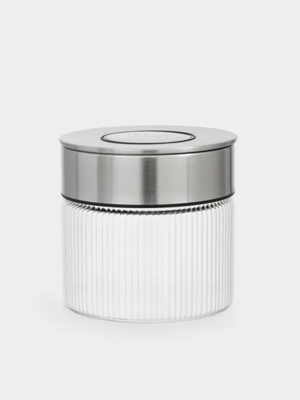 Bulk products jar, 360 ml, with vacuum lid, glass B, Ribby steel, image-0