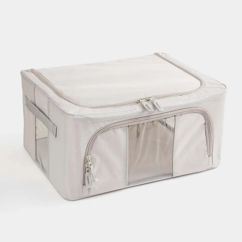 Organizer-box for things, 40x30x20 cm, with zipper, oxford, gray, Pedant, image-1