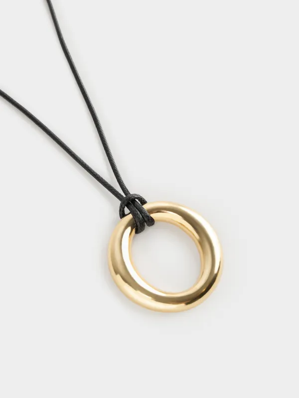 Chain-lace, 60 cm, with pendant, metal / polyester, Gold, Ring, Jewelry, image-1