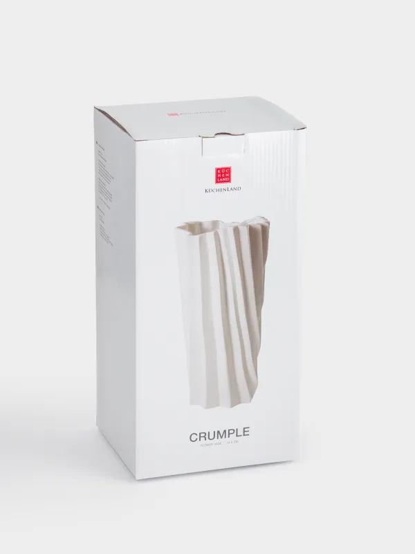Flower vase, 35 cm, porcelain P, beige, Bends, Crumple, image-4
