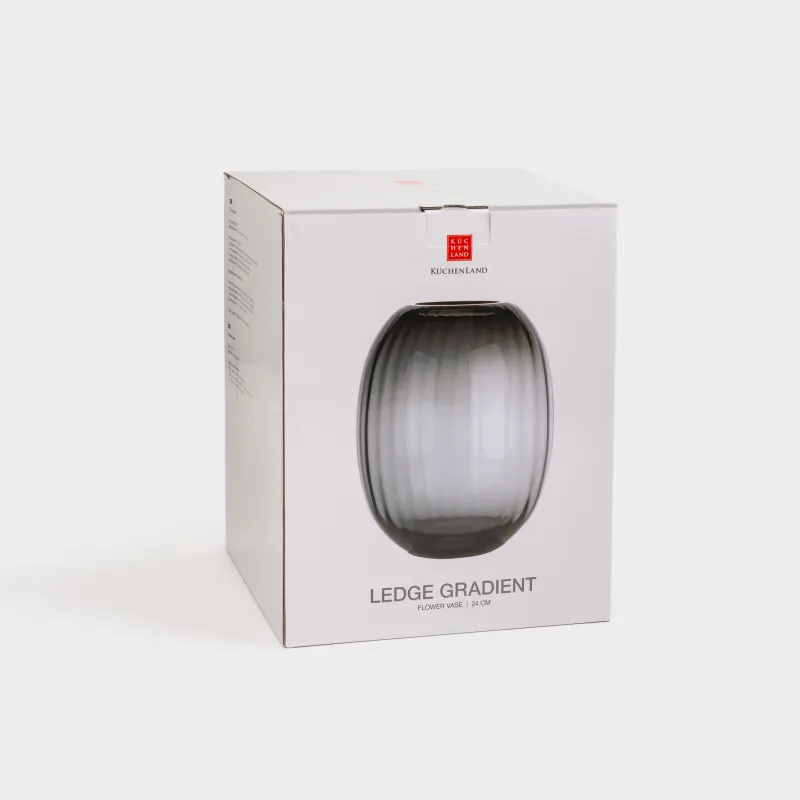Flower vase, 24 cm, glass, grey gradient, Ledge gradient, image-4