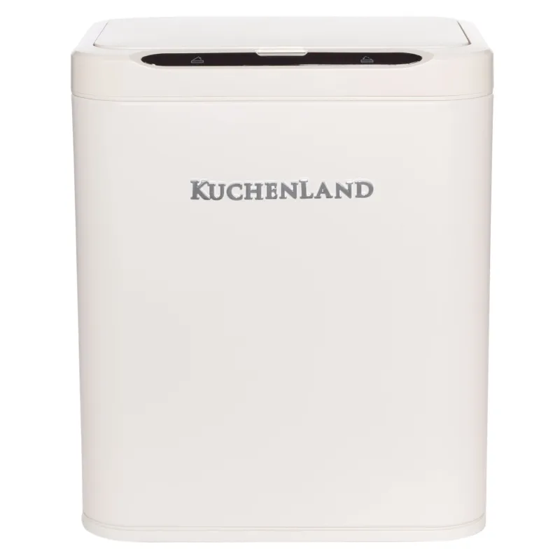 Trash can, 13 l, touch-sensitive, steel/plastic, rectangular, beige, Vintage kitchen, image-1