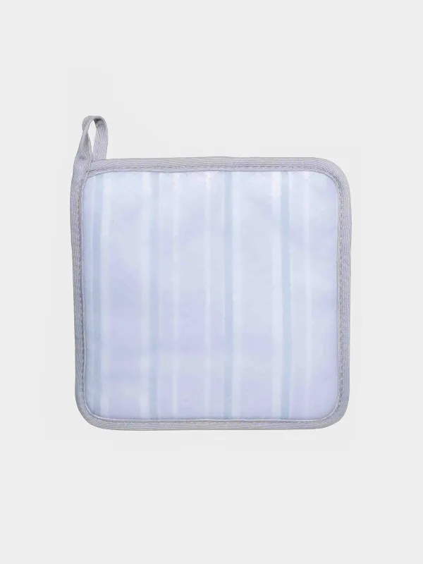 Pot holder, 18 cm, silicone/cotton, Square, Gray, Stripe, Bakery, image-1