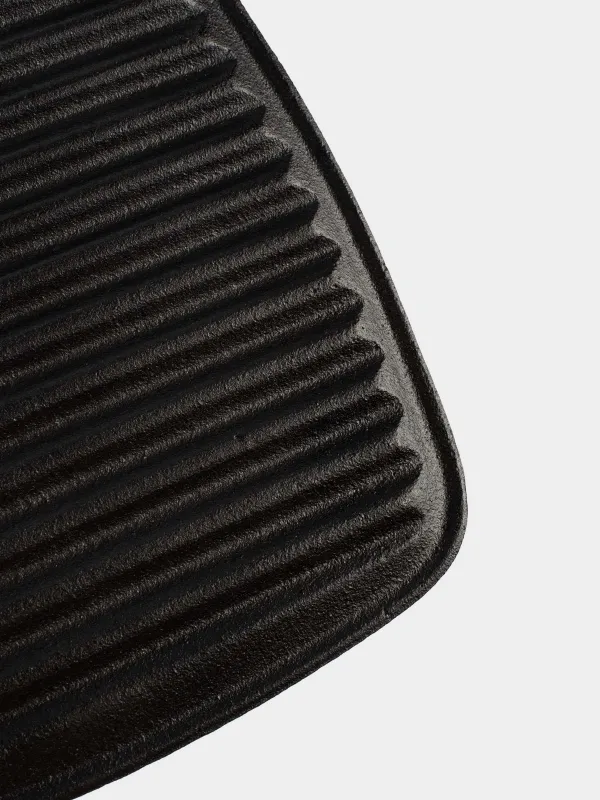 Grill press cover, 23 cm, cast iron, square, Black, Authentic, image-7