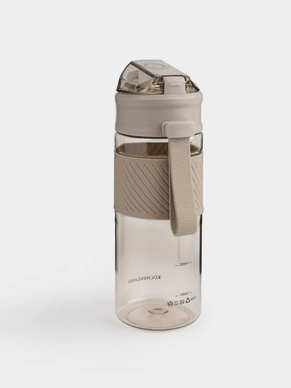 Water bottle, 600 ml, plastic / silicone, Beige, Sport, image-2