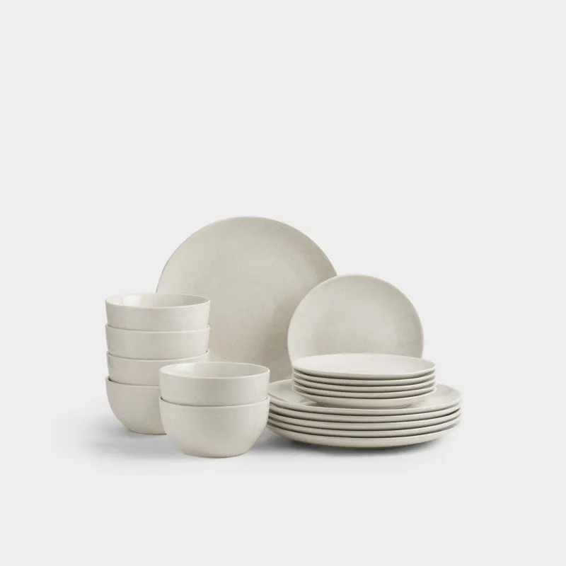 Dining set, 6 persons, 18 items, porcelain P, milky, speckled, Latio