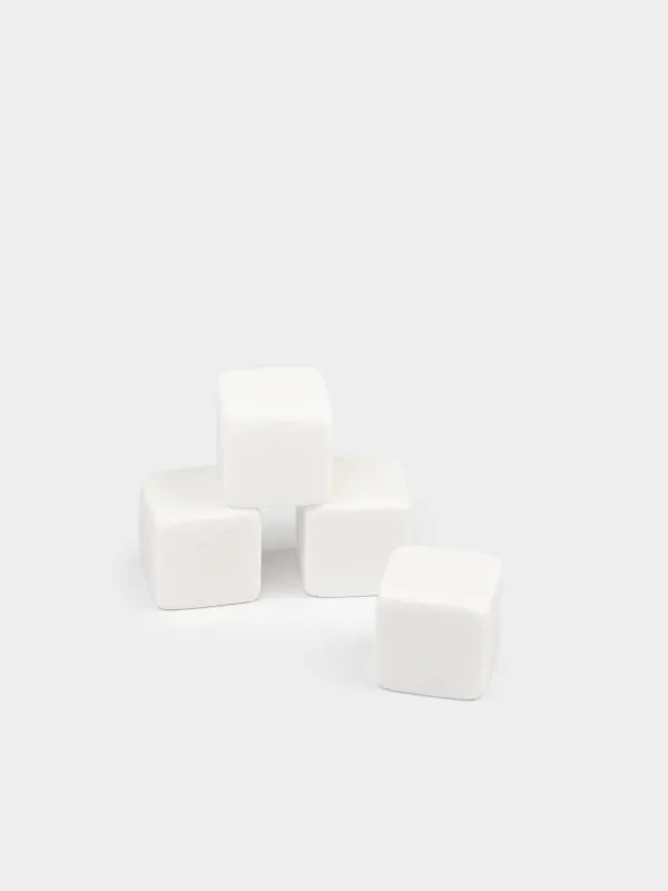 Set of cubes for cooling drinks, 5 items, with tongs, in a box, marble / steel, Marble, image-2