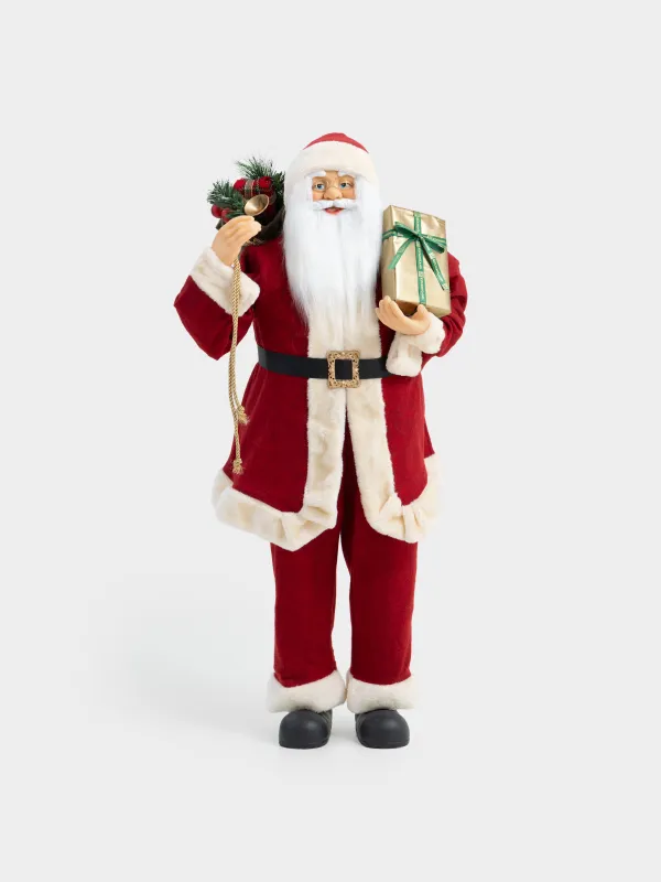 Decorative item, 1.2 m, soft, plastic / polyester, Santa with bag and gift, Magic time, image-0