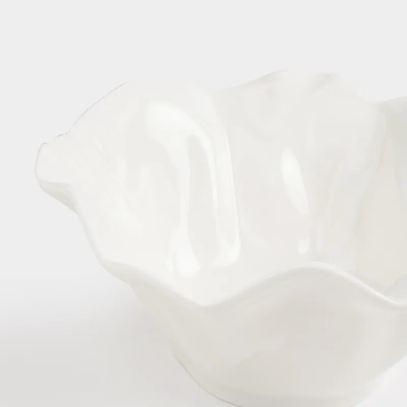 Salad bowl, 17x8 cm, 450 ml, porcelain N, milk, Crumpled effect, Crumple, image-4