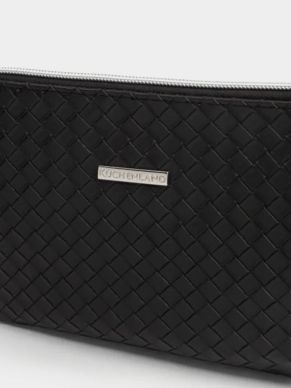 Makeup bag, 26x13 cm, polyurethane, black, Sennit, image-3