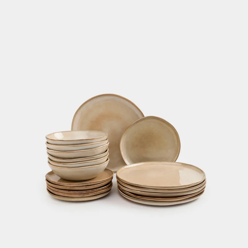 Dining set, 6 pers, 18 items, ceramic, beige, Burgos