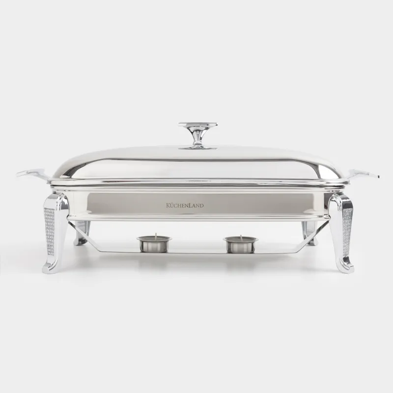 Chafing dish, 49x26x18 cm, with lid, rectangular, glass T / steel, Winter antarctica, image-1