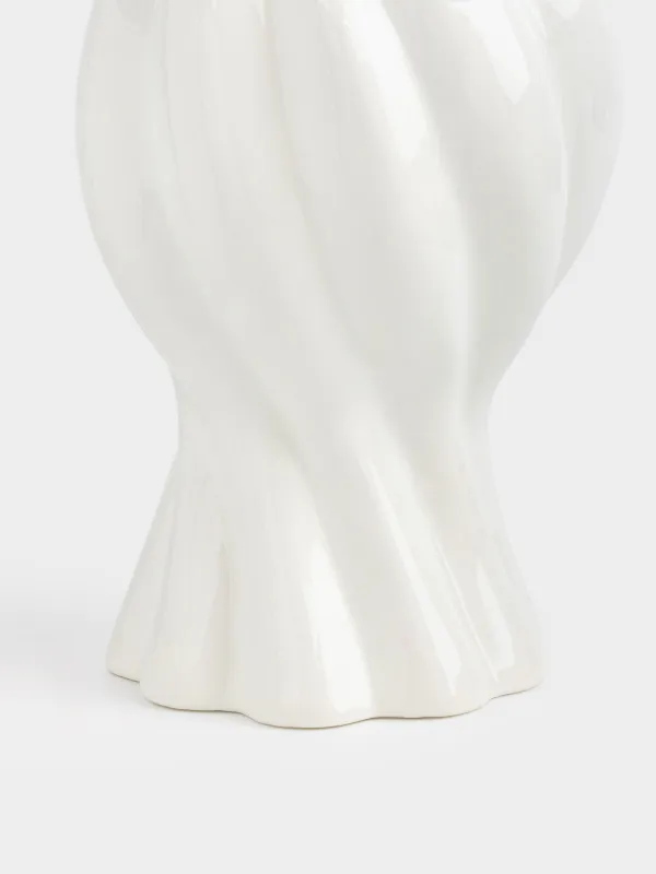 Flower vase, 30 cm, ceramic, white, Candy, Crumple, image-2