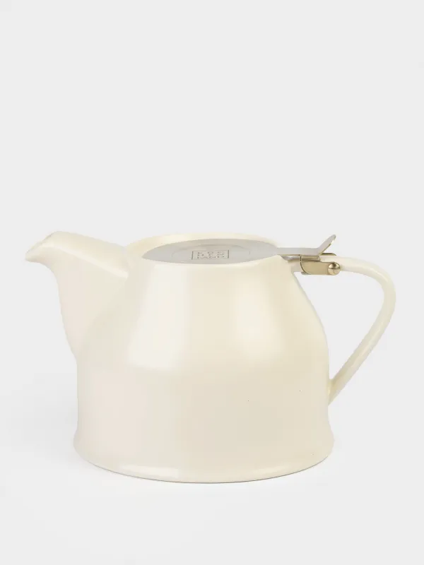 Teapot, 1 l, ceramic / steel, milky-golden, Kettle ceramo, image-0