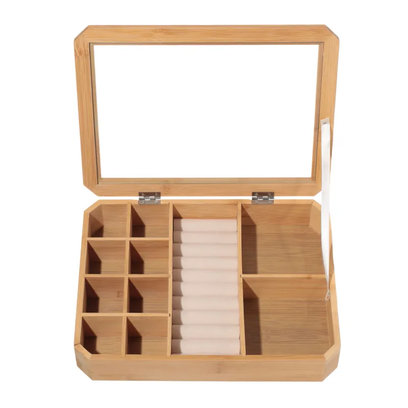 Jewelry box, 30x23 cm, bamboo / glass, Bamboo, image-2