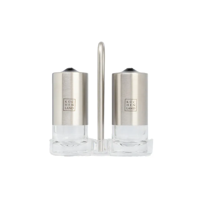Salt and pepper set, 13 cm, on a stand, acrylic / steel, Spices, image-1
