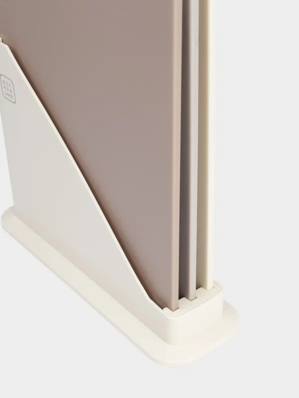 Cutting board, 31x20 cm, 3 pcs, in a stand, plastic, beige / brown, Soft kitchen, image-4