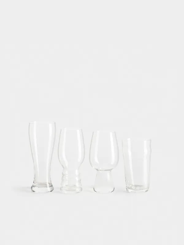 Drinking glass set, 4 pcs, on a stand, glass / wood, Noble tree, image-1