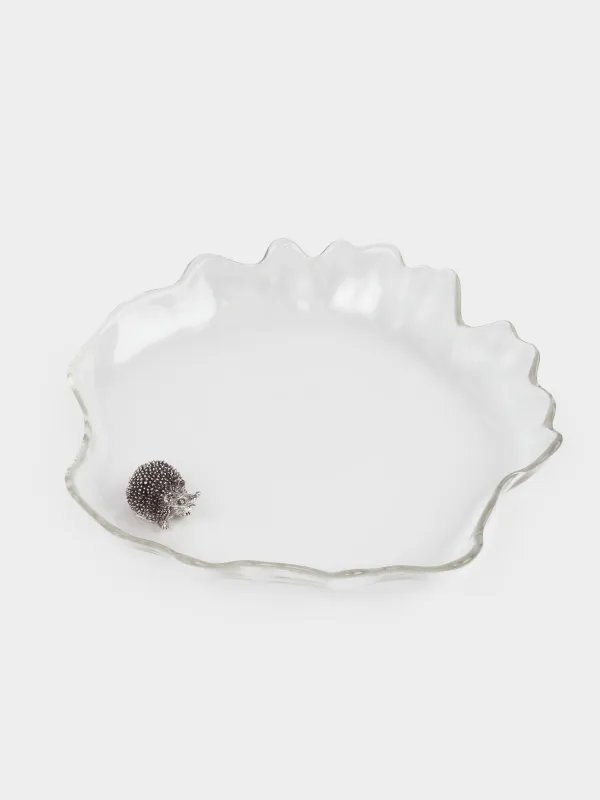 Dish, 24x3 cm, glass / metal, Hedgehog, Glacial, image-0