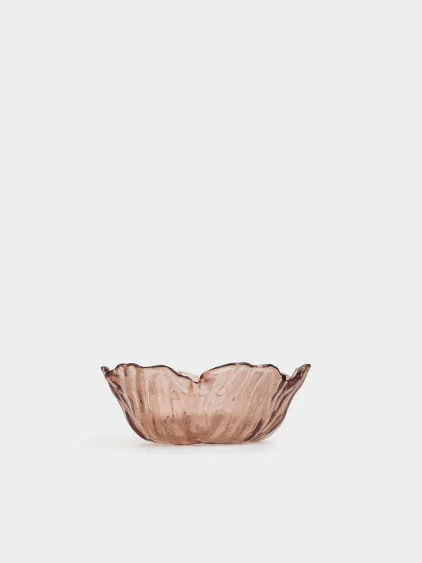 Salad bowl, 15x6 cm, 300 ml, glass, brown, Flower, Sahara, image-1