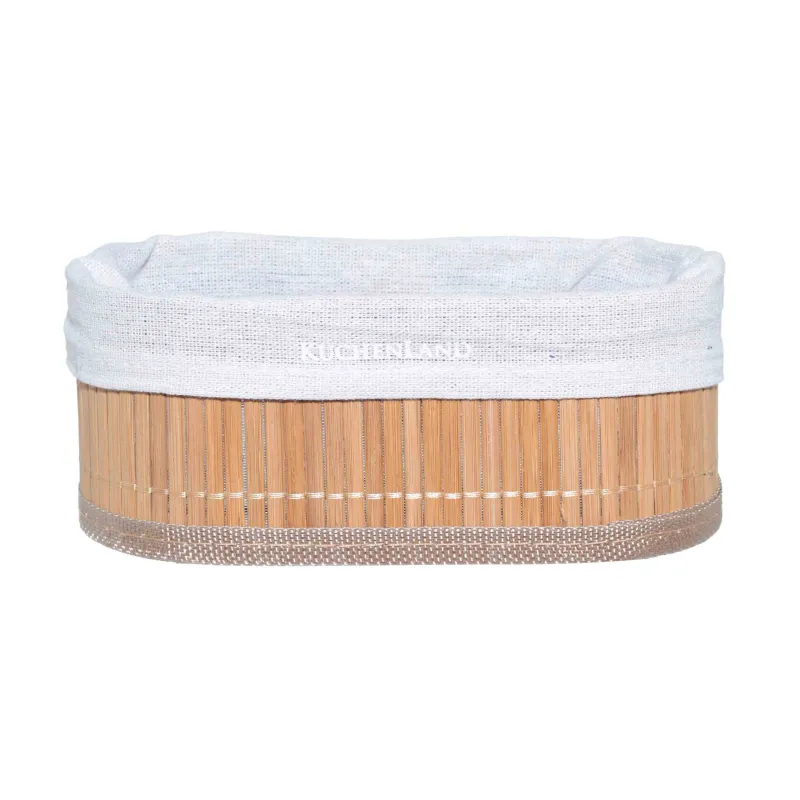 Cutlery basket, 19x10 cm, bamboo / cotton, oval, beige, Stem