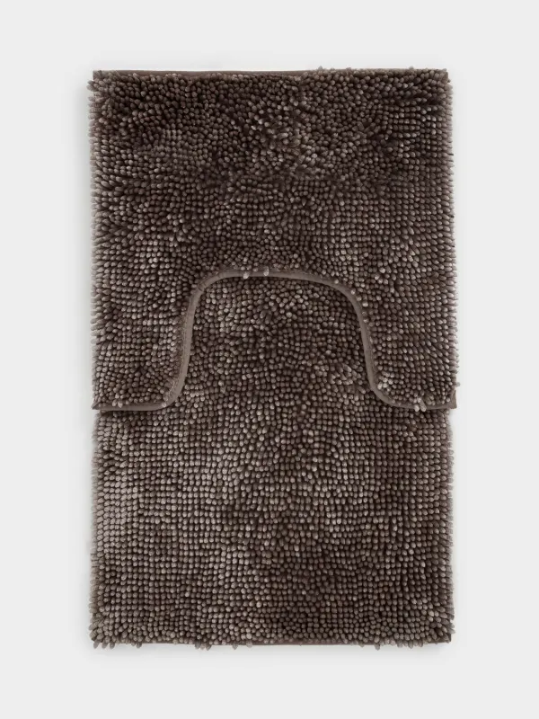 Bathroom mat, 50x80 / 50x50 cm, 2 pcs, Anti-slip, Polyester, Brown, Fluffy, image-1