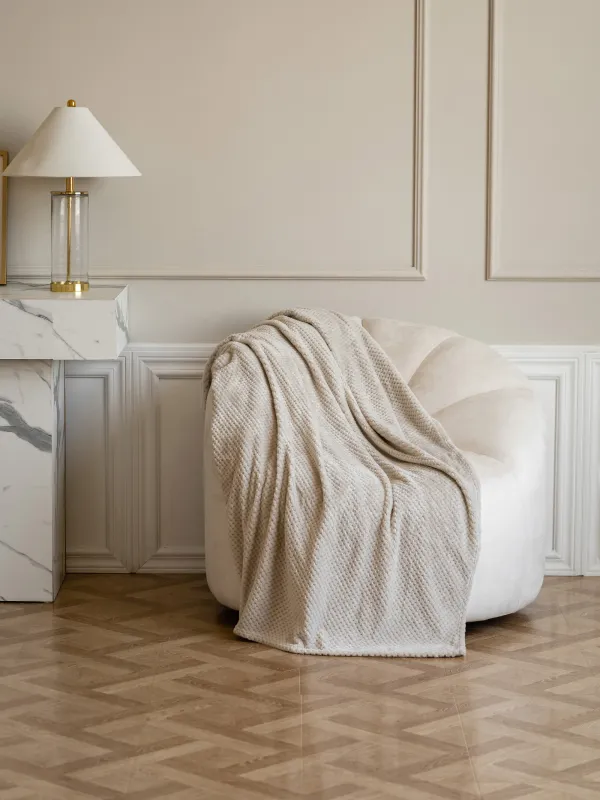 Plaid, 140x190 cm, flannel, beige, Grid, Flannel, image-5