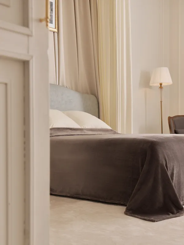 Bedspread, 220x240 cm, flannel, light grey, Flannel, image-4