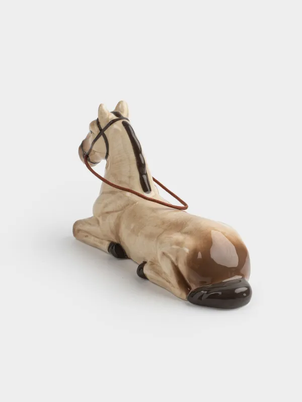 Statuette, 10 cm, ceramic / artificial leather, beige, Horse, Natural horse, image-3