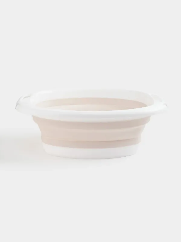 Folding basin, 5 l, ribbed bottom, plastic / rubber, beige-pink, Foldaway, image-1