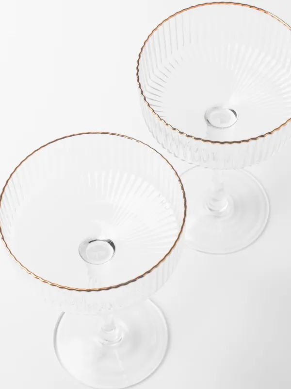 Drinking glass, 200 ml, 2 pcs, glass R, with golden edging, Ribby, image-3