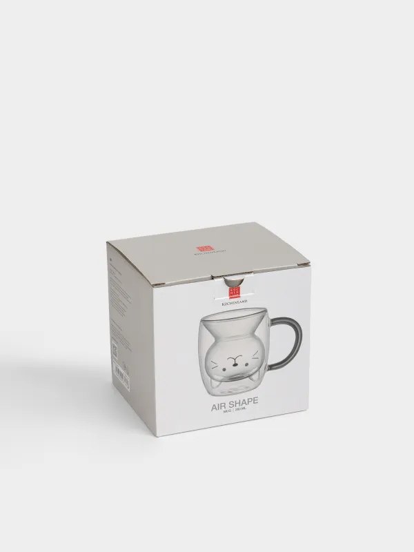 Mug, 300 ml, glass B, Cat/Inverted dog, Air shape, image-5